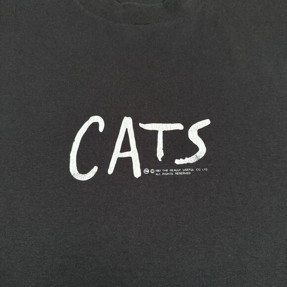 Vintage 80s CATS Musical T-Shirt Broadway Black Double Sided Theater Tee XL - Picture 3 of 7